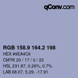 Color code: RGB 158.9 164.2 198 | qconv.com
