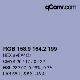 Color code: RGB 158.9 164.2 199 | qconv.com