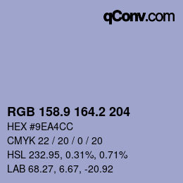 カラーコード: RGB 158.9 164.2 204 | qconv.com