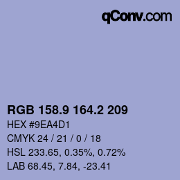 カラーコード: RGB 158.9 164.2 209 | qconv.com