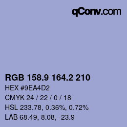 カラーコード: RGB 158.9 164.2 210 | qconv.com