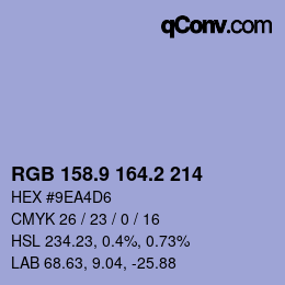 カラーコード: RGB 158.9 164.2 214 | qconv.com