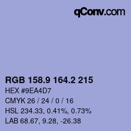 Color code: RGB 158.9 164.2 215 | qconv.com