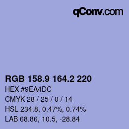 Color code: RGB 158.9 164.2 220 | qconv.com