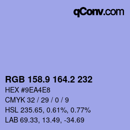 Color code: RGB 158.9 164.2 232 | qconv.com