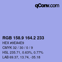 Color code: RGB 158.9 164.2 233 | qconv.com