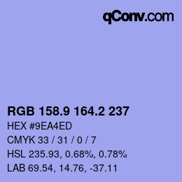 カラーコード: RGB 158.9 164.2 237 | qconv.com
