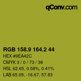 カラーコード: RGB 158.9 164.2 44 | qconv.com