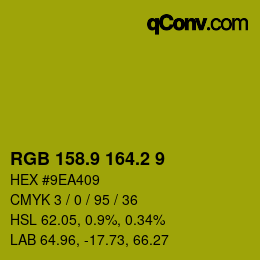カラーコード: RGB 158.9 164.2 9 | qconv.com