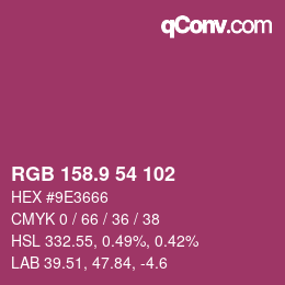 カラーコード: RGB 158.9 54 102 | qconv.com