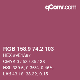 カラーコード: RGB 158.9 74.2 103 | qconv.com