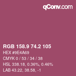カラーコード: RGB 158.9 74.2 105 | qconv.com