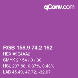 カラーコード: RGB 158.9 74.2 162 | qconv.com