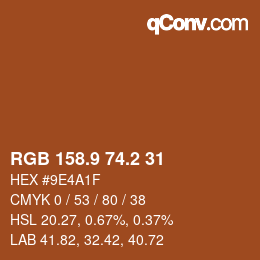 Color code: RGB 158.9 74.2 31 | qconv.com