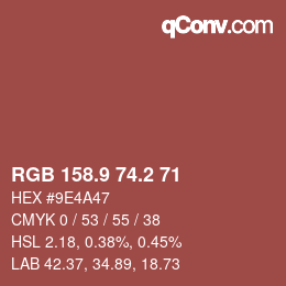 Color code: RGB 158.9 74.2 71 | qconv.com