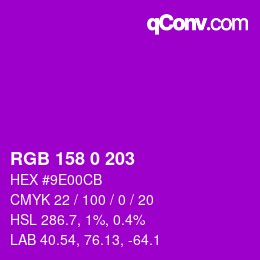 カラーコード: RGB 158 0 203 | qconv.com