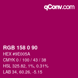 Color code: RGB 158 0 90 | qconv.com