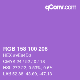 Color code: RGB 158 100 208 | qconv.com