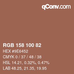 颜色代码: RGB 158 100 82 | qconv.com