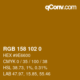 Color code: RGB 158 102 0 | qconv.com