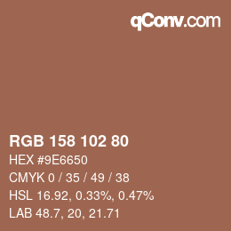 Color code: RGB 158 102 80 | qconv.com