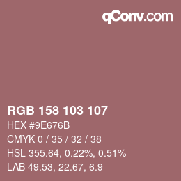 Color code: RGB 158 103 107 | qconv.com