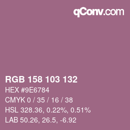颜色代码: RGB 158 103 132 | qconv.com