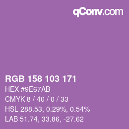 カラーコード: RGB 158 103 171 | qconv.com