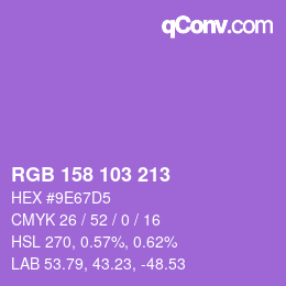 Color code: RGB 158 103 213 | qconv.com