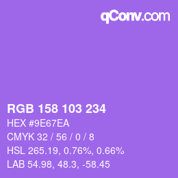 Color code: RGB 158 103 234 | qconv.com