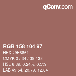 颜色代码: RGB 158 104 97 | qconv.com