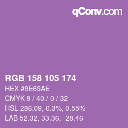 カラーコード: RGB 158 105 174 | qconv.com