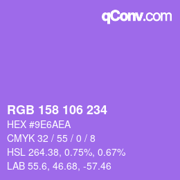 Color code: RGB 158 106 234 | qconv.com