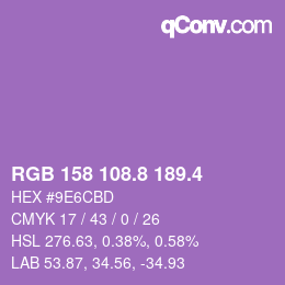 カラーコード: RGB 158 108.8 189.4 | qconv.com