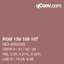 Código de color: RGB 158 109 107 | qconv.com