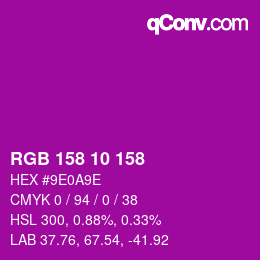 カラーコード: RGB 158 10 158 | qconv.com
