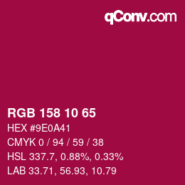 カラーコード: RGB 158 10 65 | qconv.com