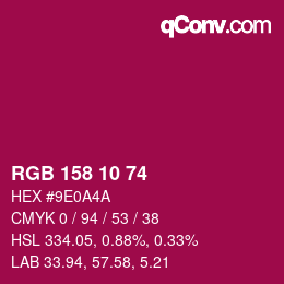 カラーコード: RGB 158 10 74 | qconv.com