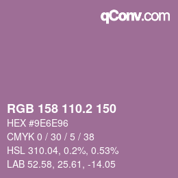 カラーコード: RGB 158 110.2 150 | qconv.com