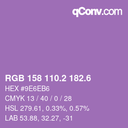 カラーコード: RGB 158 110.2 182.6 | qconv.com