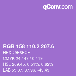 カラーコード: RGB 158 110.2 207.6 | qconv.com