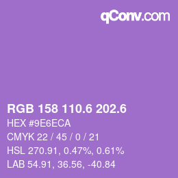 カラーコード: RGB 158 110.6 202.6 | qconv.com