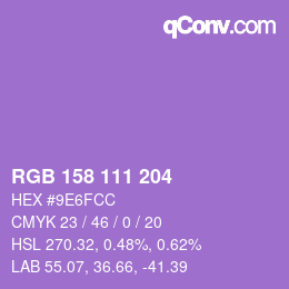 Color code: RGB 158 111 204 | qconv.com