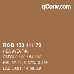 Color code: RGB 158 111 72 | qconv.com