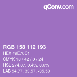 カラーコード: RGB 158 112 193 | qconv.com