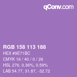 颜色代码: RGB 158 113 188 | qconv.com