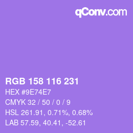Color code: RGB 158 116 231 | qconv.com