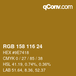 Color code: RGB 158 116 24 | qconv.com
