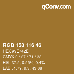 Color code: RGB 158 116 46 | qconv.com