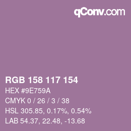 Color code: RGB 158 117 154 | qconv.com